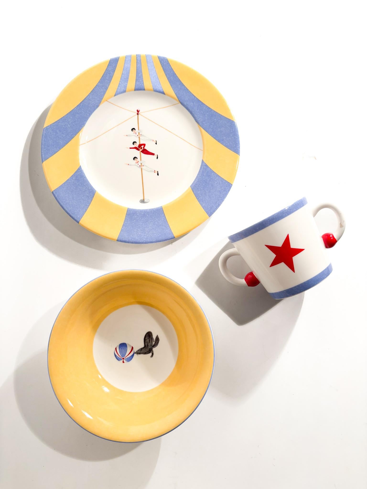 French Set da Colazione Hermès 'Circus' in Porcellana Francese Anni 80 in vendita