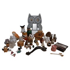 Set da collezione di gufi in diversi materiali