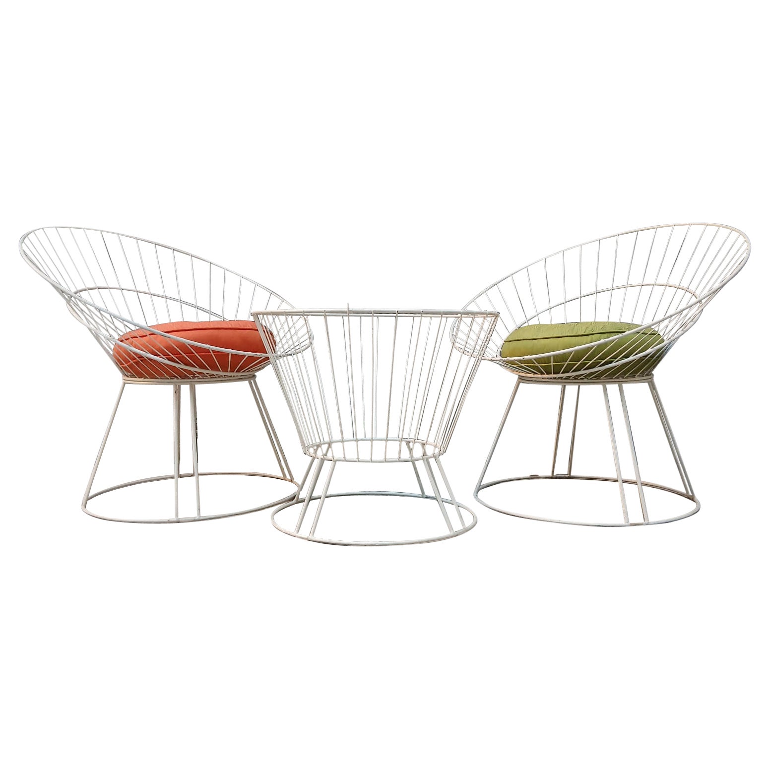 Juego de jardín "Aro" de hierro con mesa auxiliar - Producción francesa - Años 50
60 en venta