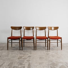 Set of Four Scandinavian Dining Chairs, Solid Wood, Modern Design