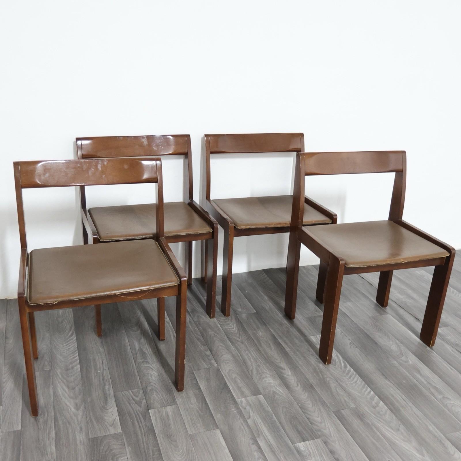 Mid-Century moderno Set Da Pranzo 4 sedie In Legno Anni '60 Design/One Vintage in vendita