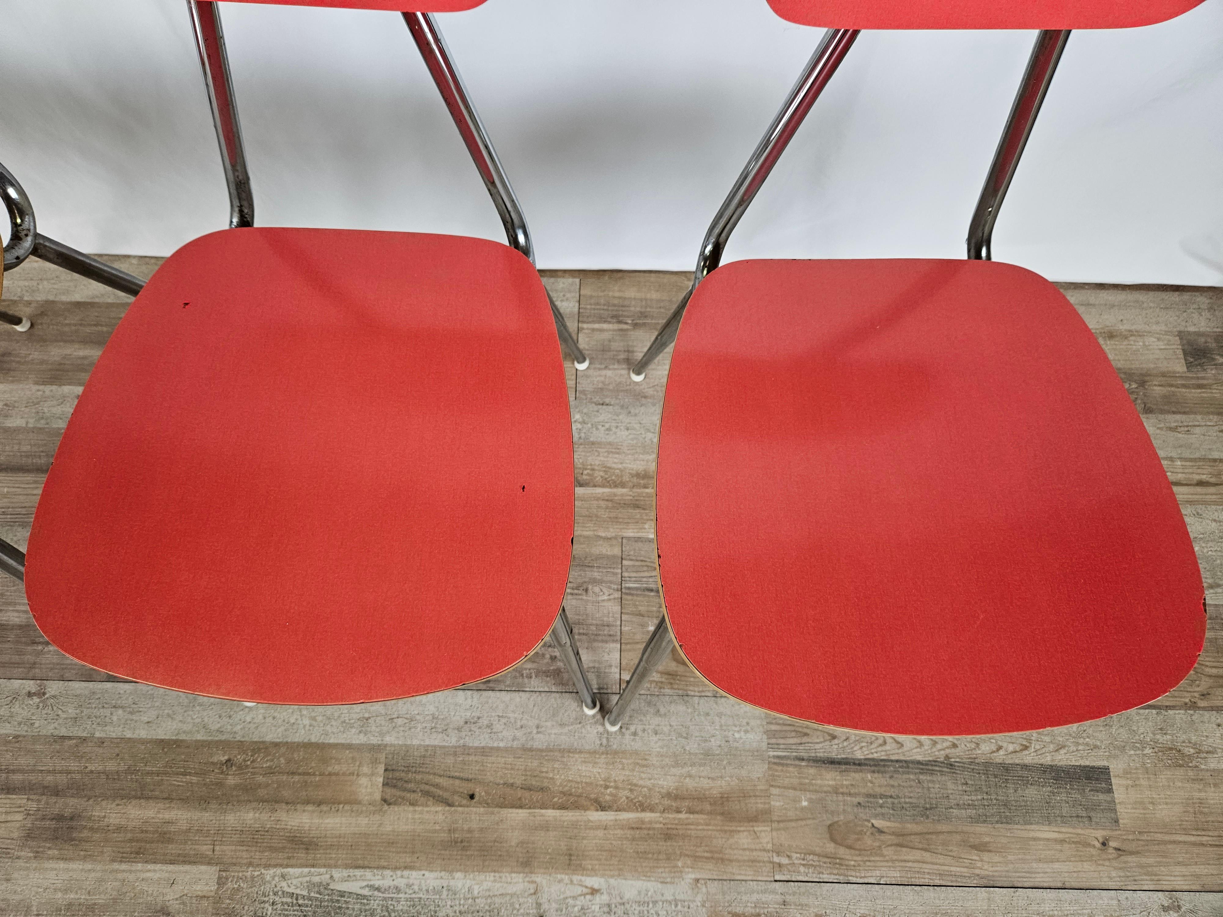 Ensemble de salle à manger avec table et 4 chaises en Formica rouge en vente 6