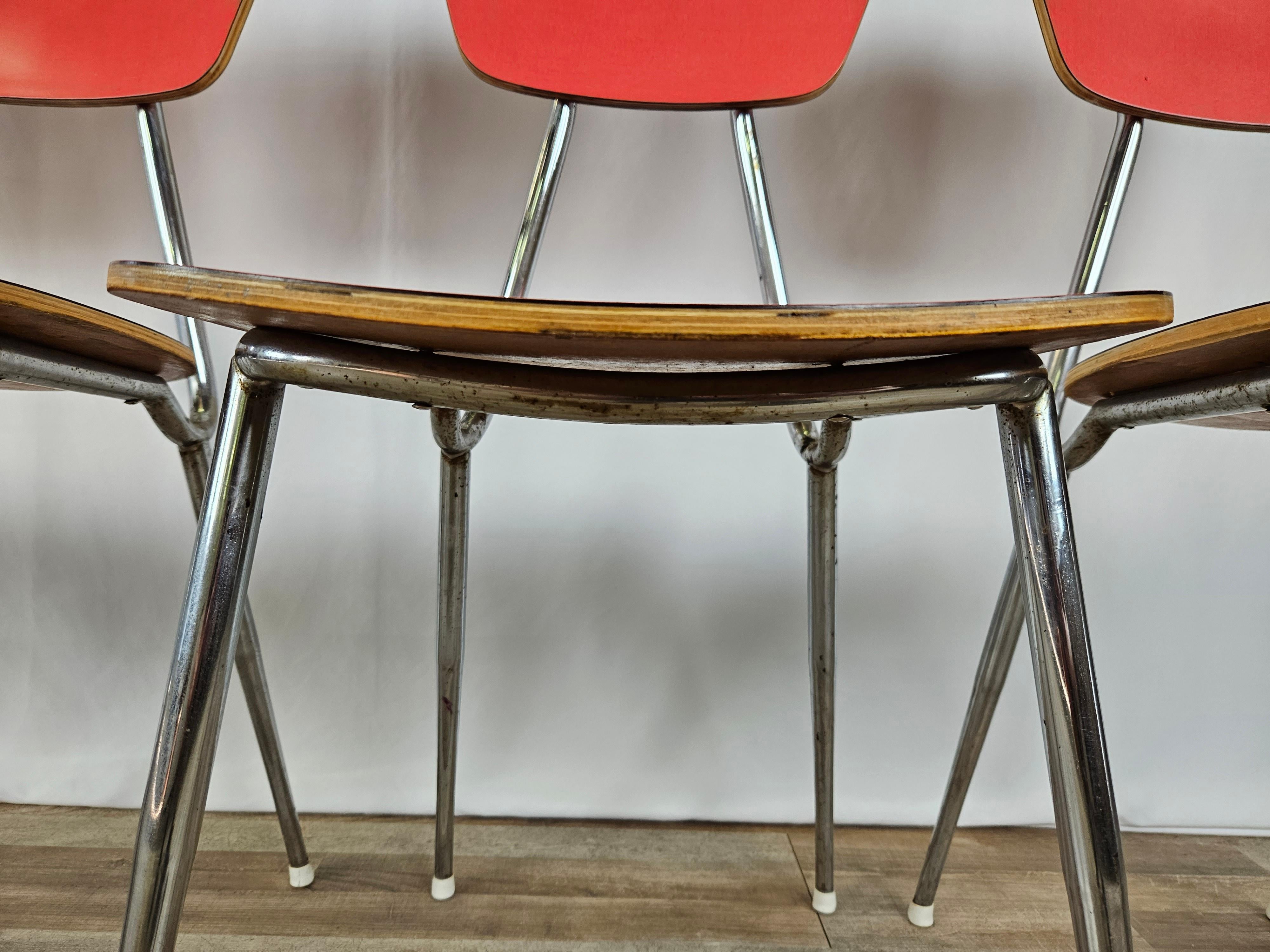 Dining set with red formica table and 4 chairs For Sale 9