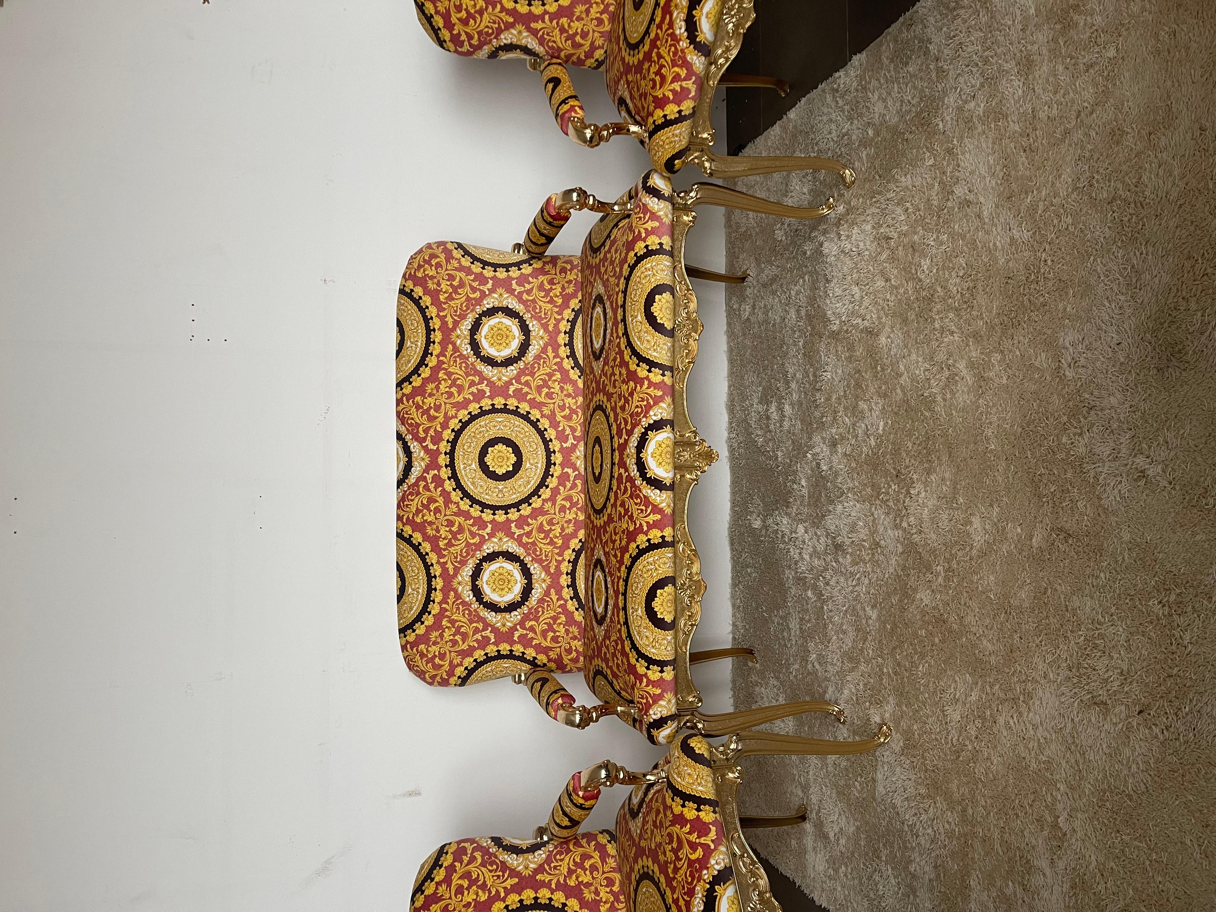 Ensemble canapé et deux fauteuils en bronze Art Nouveau italien 1970 en vente 3