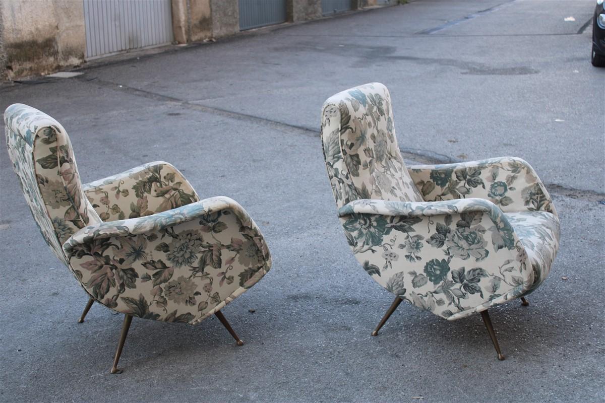 Isa sofa and armchairs living room set Aldo Morbelli Italia 1950s Ottone feet For Sale 3