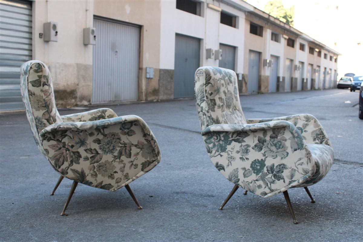 Isa sofa and armchairs living room set Aldo Morbelli Italia 1950s Ottone feet For Sale 4