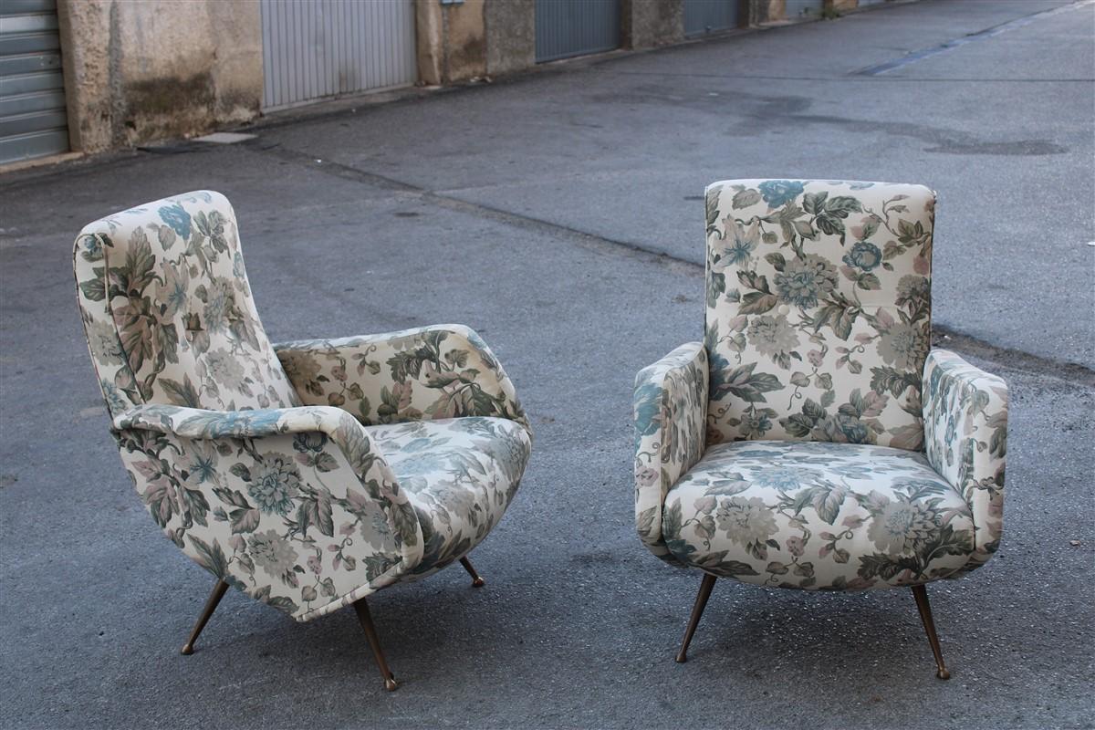 Isa sofa and armchairs living room set Aldo Morbelli Italia 1950s Ottone feet For Sale 12