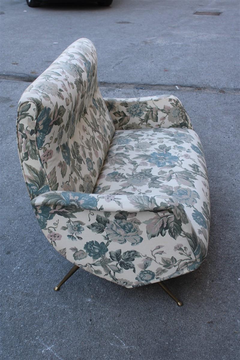 Mid-Century Modern Isa sofa and armchairs living room set Aldo Morbelli Italia 1950s Ottone feet For Sale