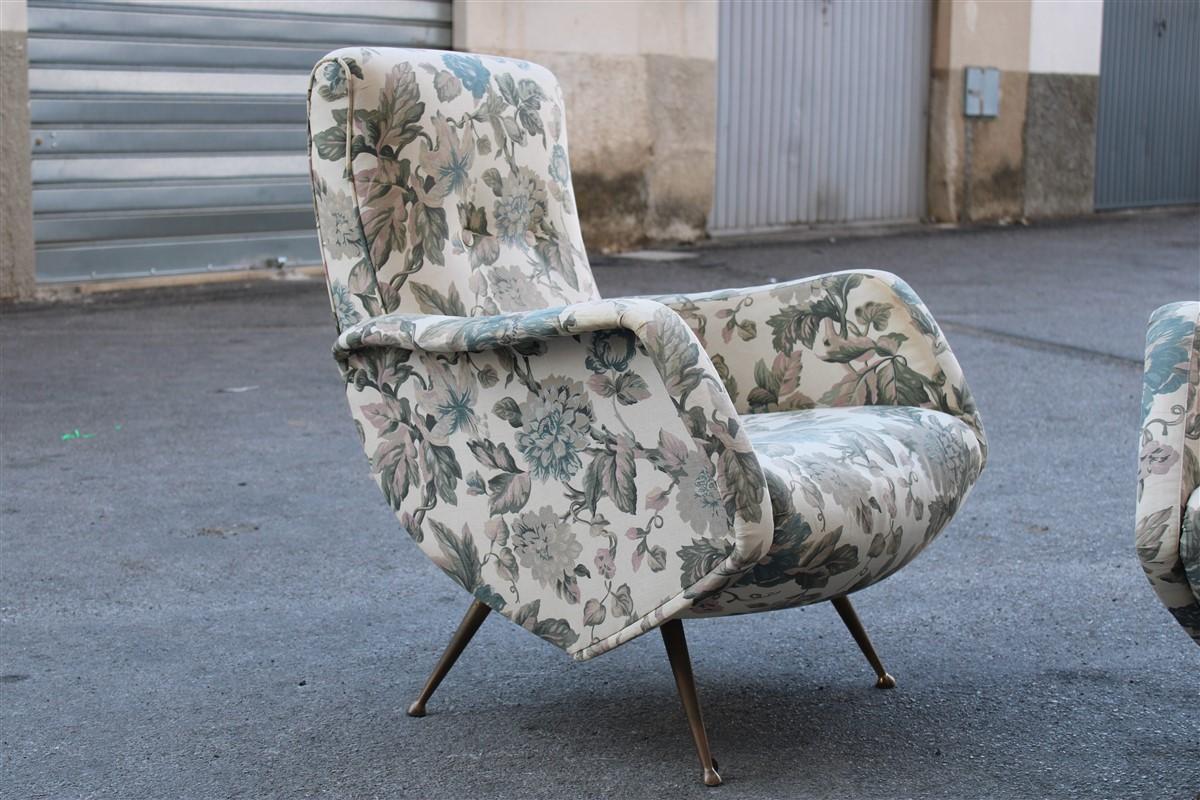 Italian Isa sofa and armchairs living room set Aldo Morbelli Italia 1950s Ottone feet For Sale