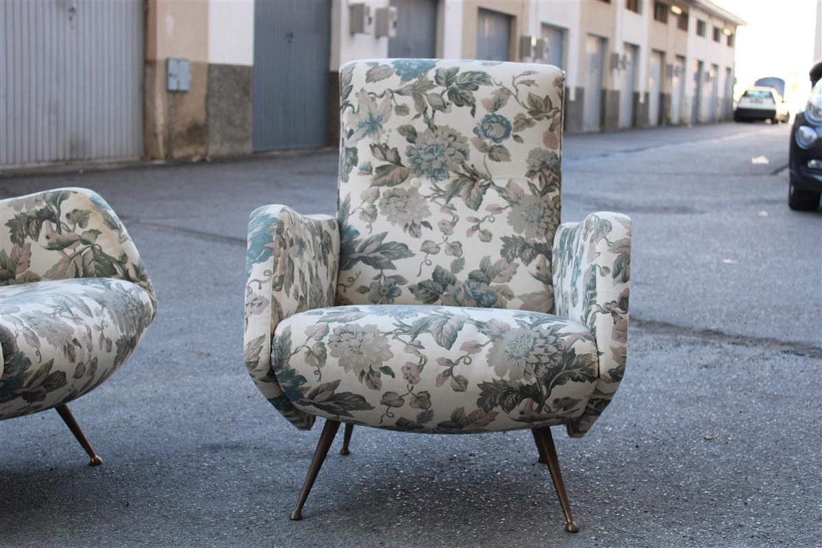 Isa sofa and armchairs living room set Aldo Morbelli Italia 1950s Ottone feet In Good Condition For Sale In Palermo, Sicily