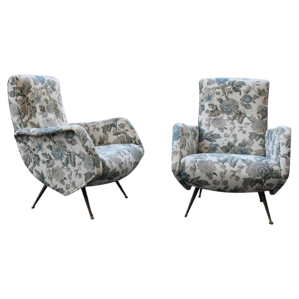 Isa sofa and armchairs living room set Aldo Morbelli Italia 1950s Ottone feet For Sale