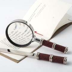 Bordeaux Shagreen Leather Desk Set - Luxury Lens and Letter Opener