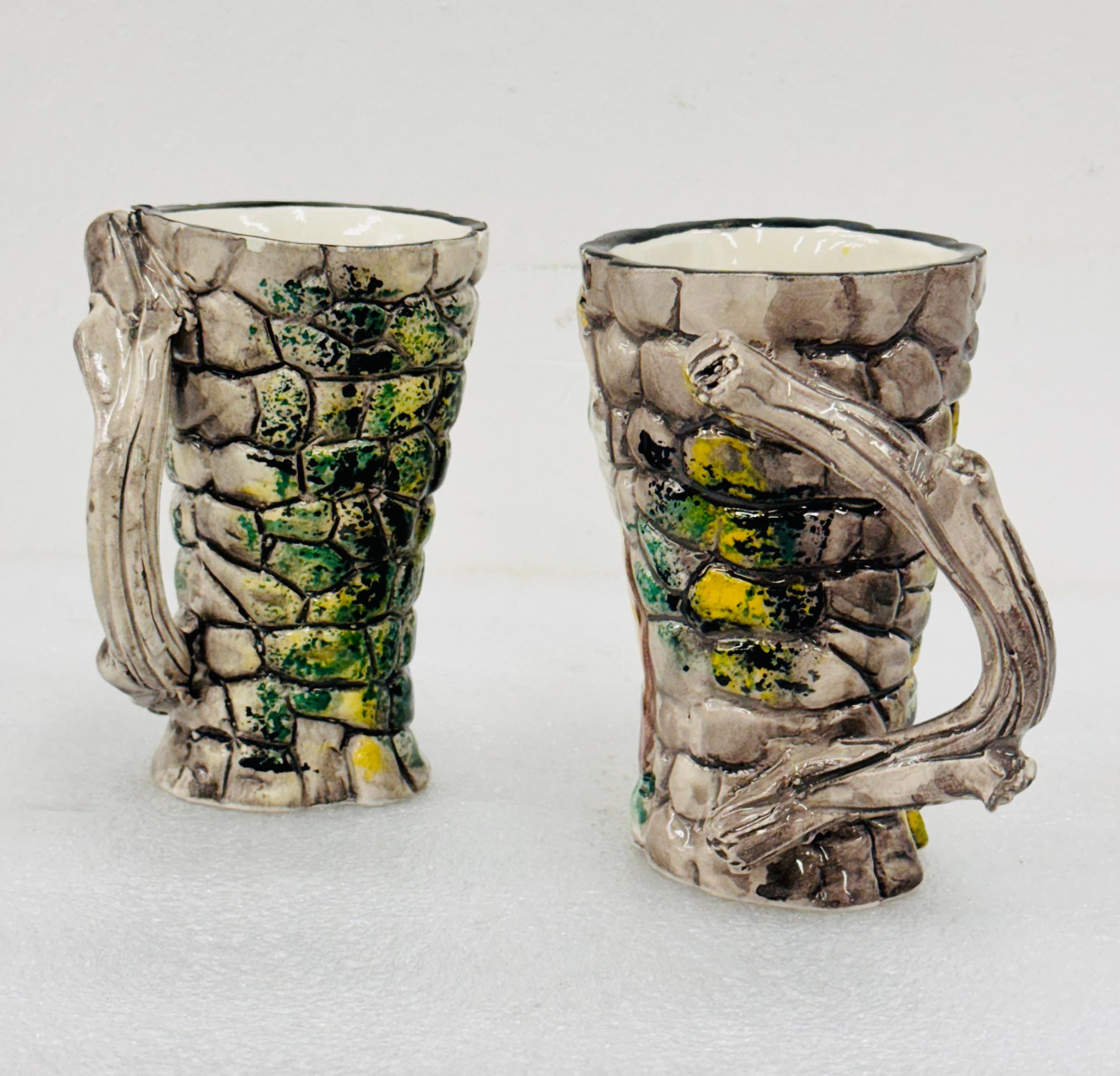 Dipinto a mano Set da tavola Nuraghi di Sardegna brocca /6 boccali ceramica dipinta a mano '60