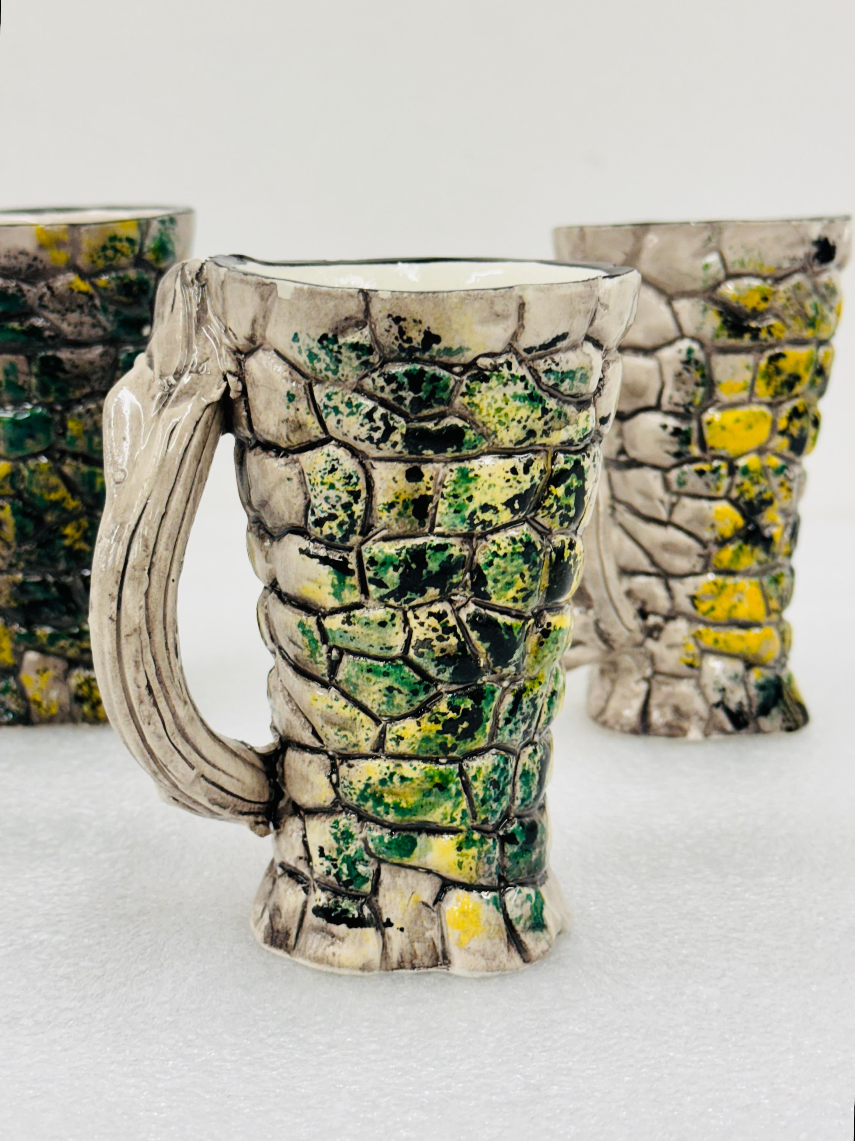 Ceramica Set da tavola Nuraghi di Sardegna brocca /6 boccali ceramica dipinta a mano '60