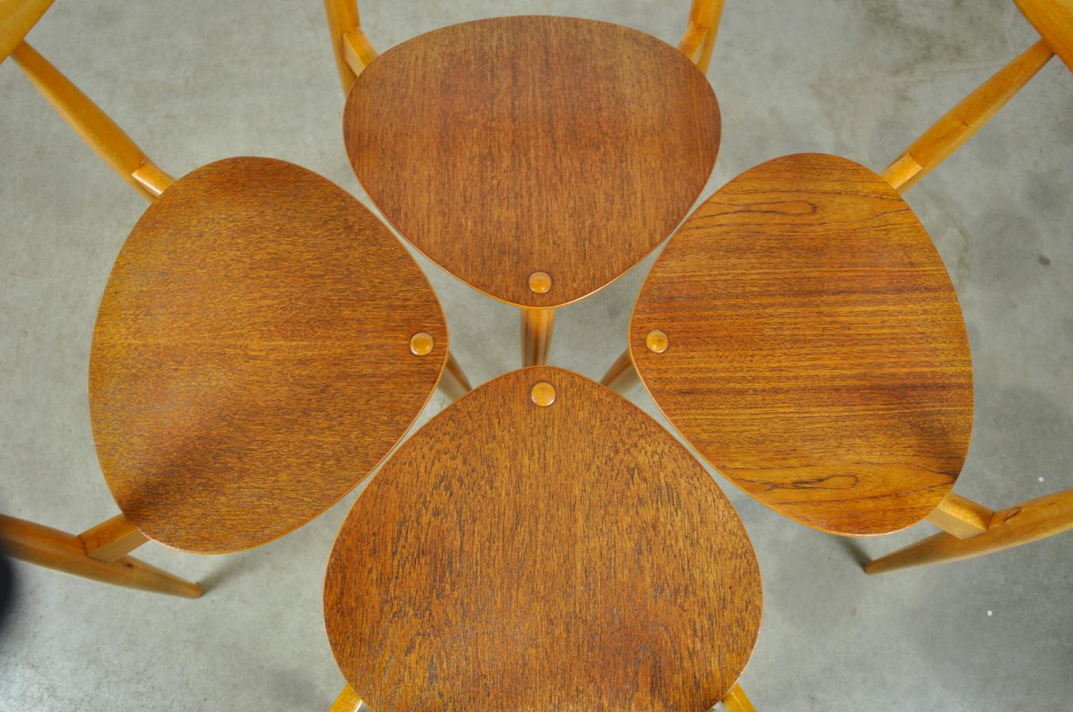 Ensemble de chaises à manger danoises en forme de cœur, FH4103, Hans J. Wegner pour Fritz Hansen, années 1950 en vente 1