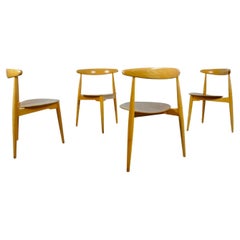 Ensemble de chaises à manger danoises en forme de cœur, FH4103, Hans J. Wegner pour Fritz Hansen, années 1950