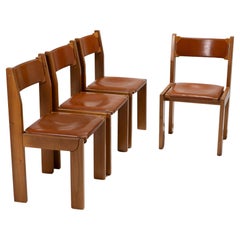Ensemble de 4 chaises En Cuir et Orme Maison Regain