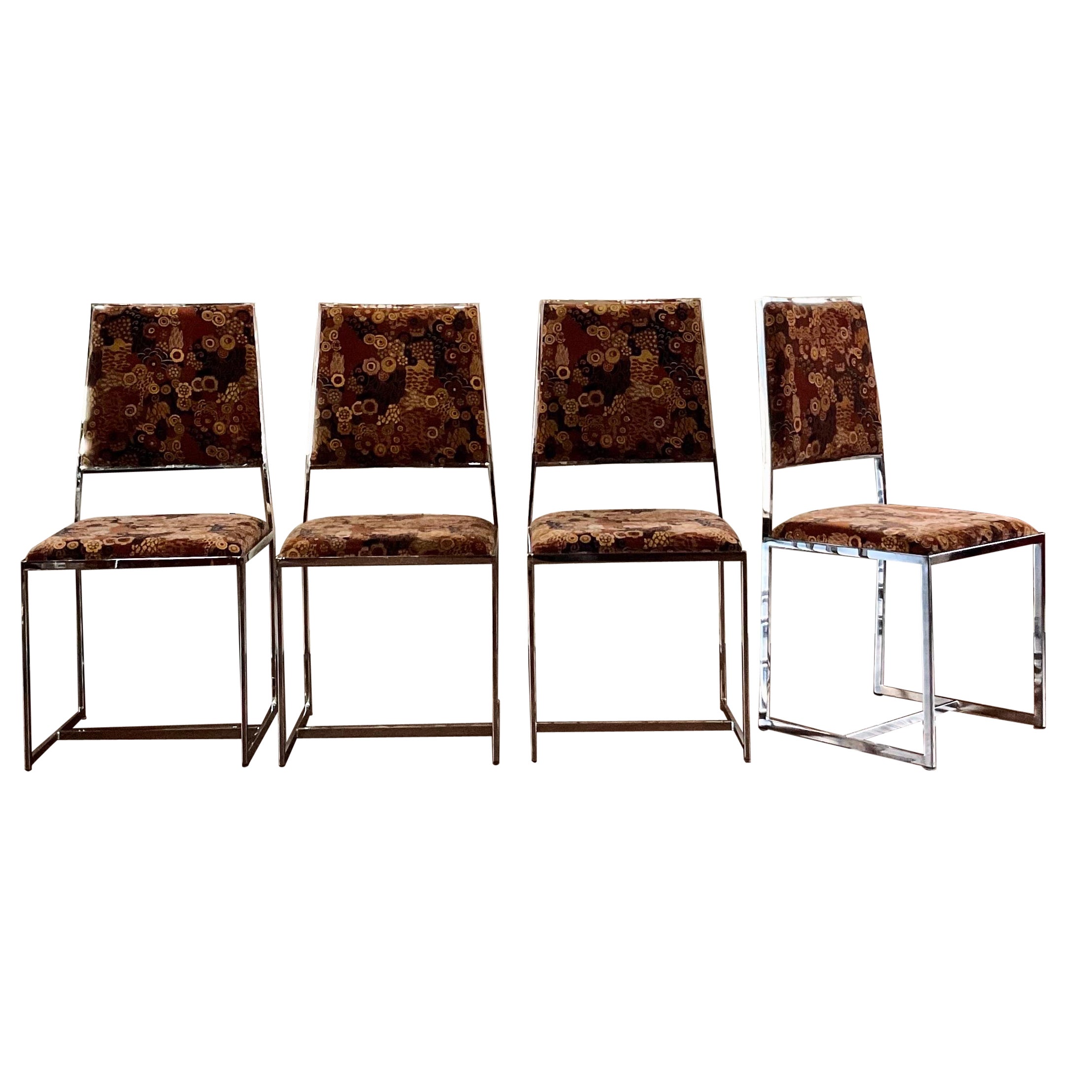 Set de 4 chaises Willy Rizzo, années 1970 For Sale