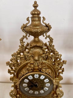 Set de Luxe horloge de table mécanique en bronze baroque 1970 nouveau