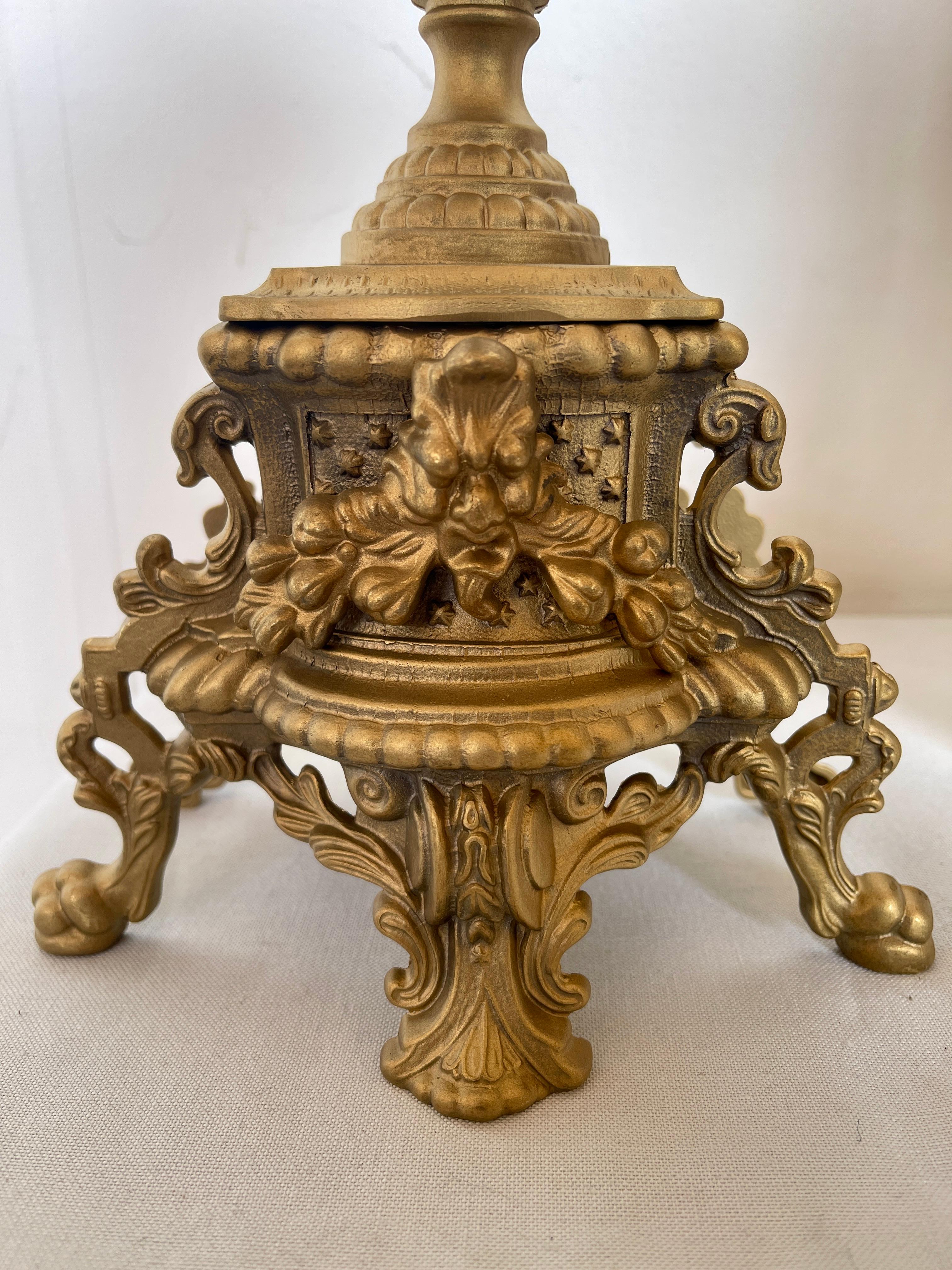 Italian Set de Luxury bronze mechanical baroque table clock 1970s new For Sale