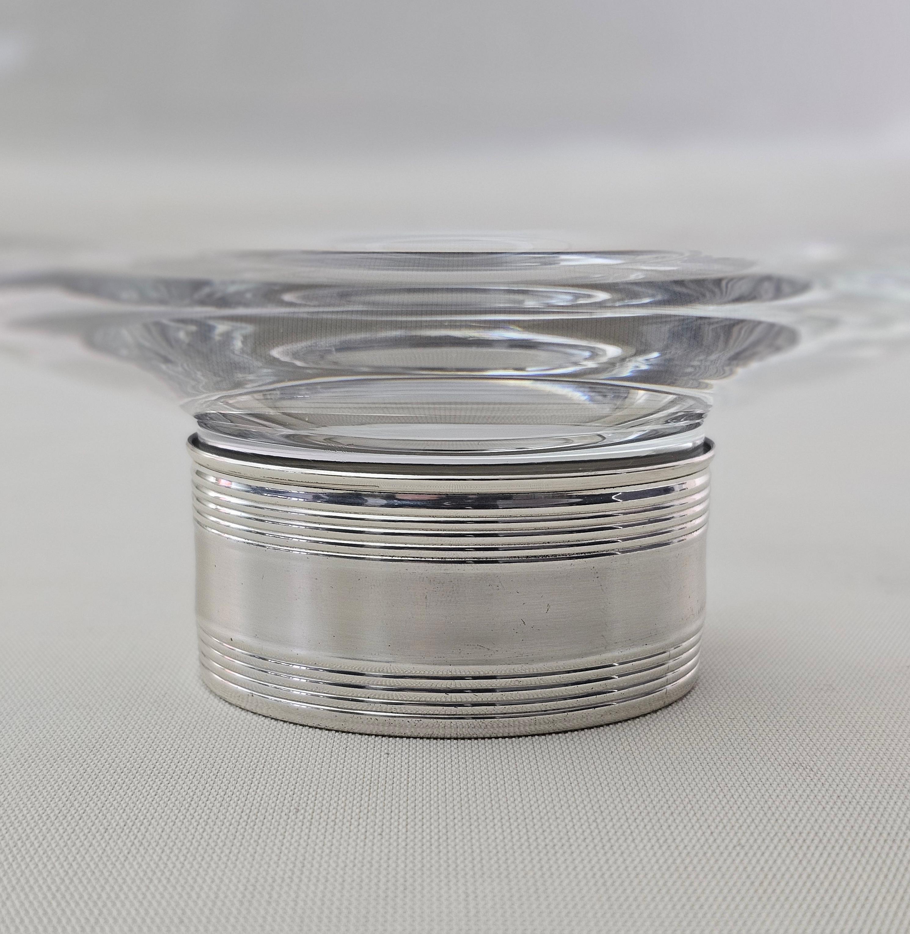 Set Dessert-Kristallglas Silber 800 Midcentury Italienisches Design 1970er Jahre im Angebot 6