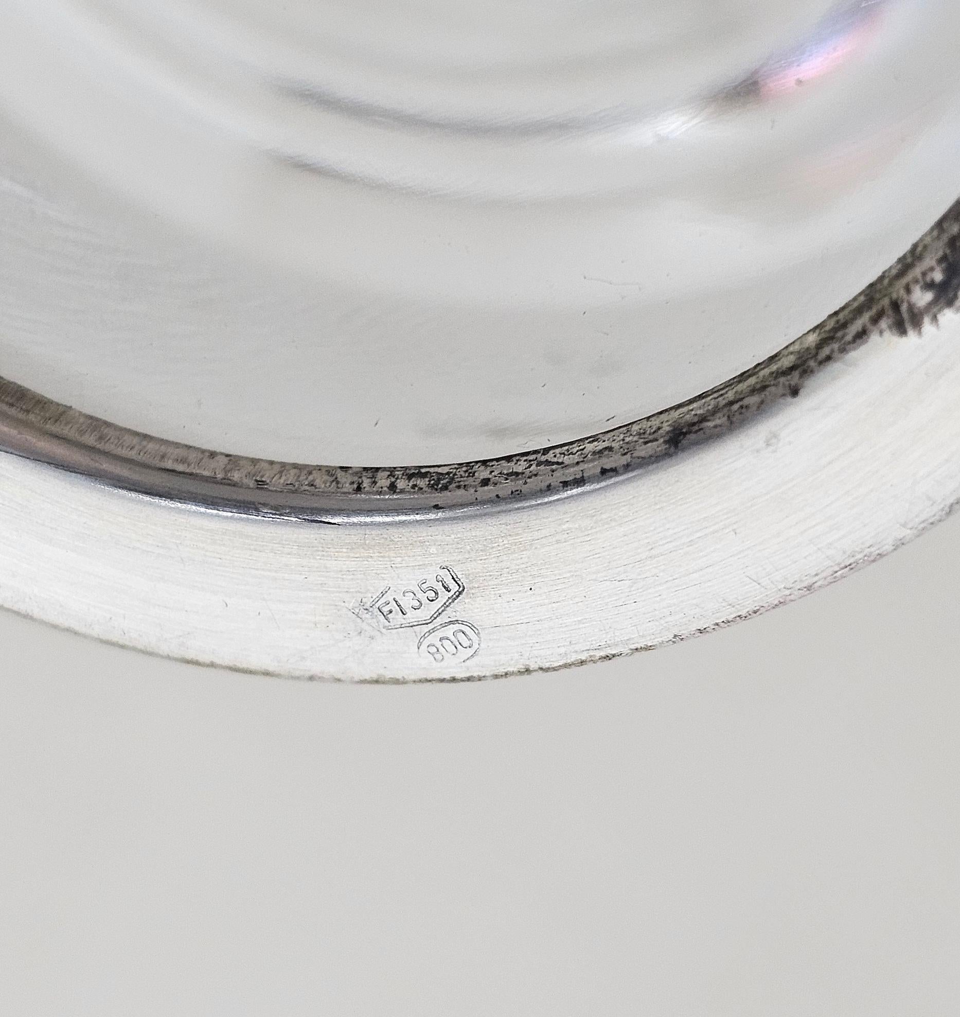 Set Dessert-Kristallglas Silber 800 Midcentury Italienisches Design 1970er Jahre (20. Jahrhundert) im Angebot