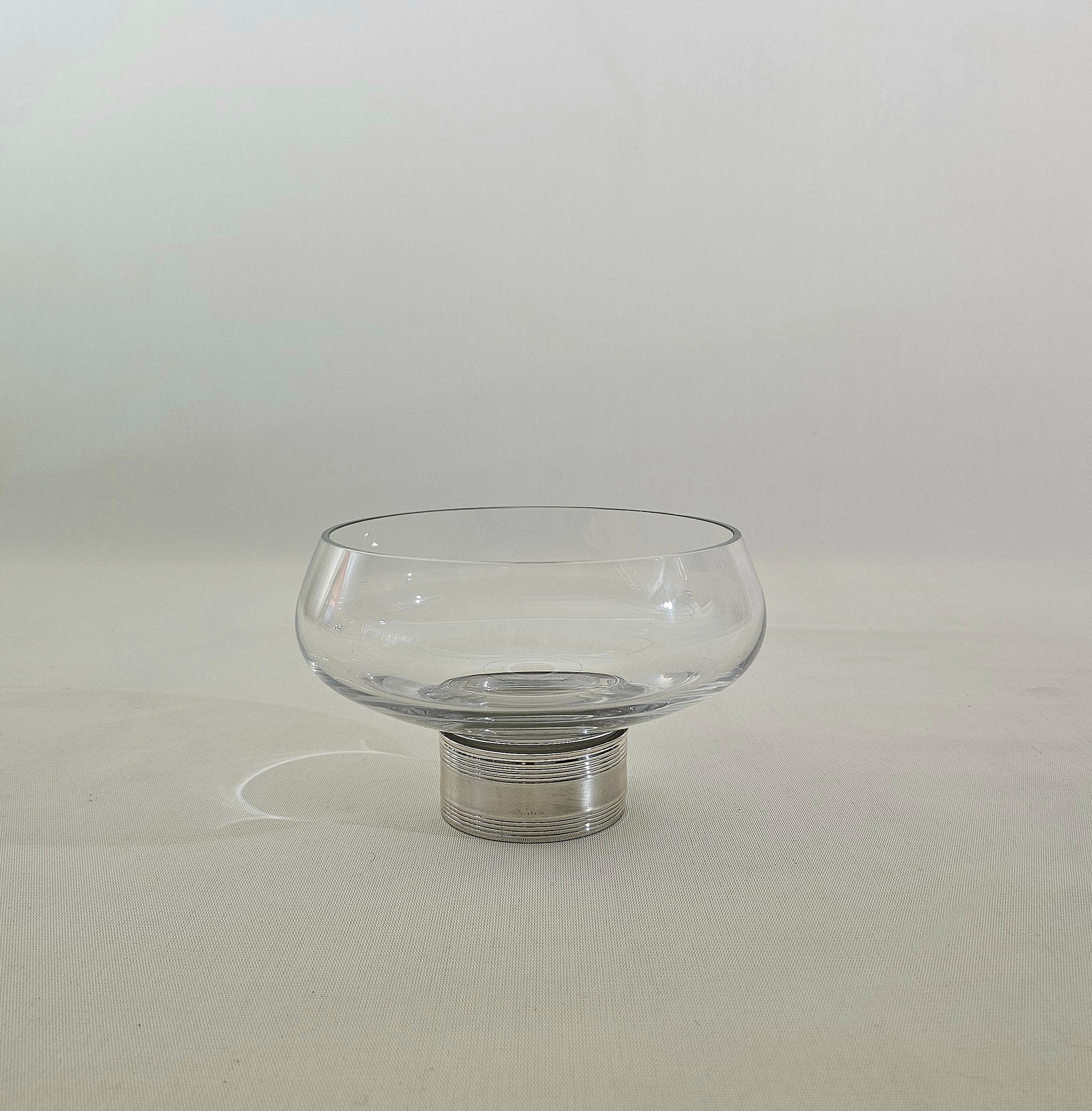 Set Dessert-Kristallglas Silber 800 Midcentury Italienisches Design 1970er Jahre im Angebot 4