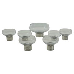 Set Dessert Cristallo Vetro Argento 800 Mid-century Modern Design Italiano 1970s