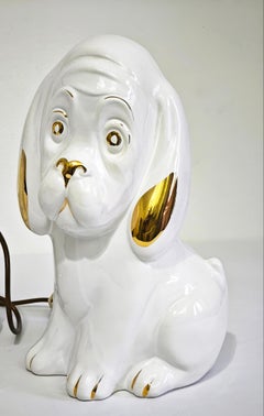 Set of 1 Table Lamp 2 Decorative Objects in White Ceramic Italy 70s/80s