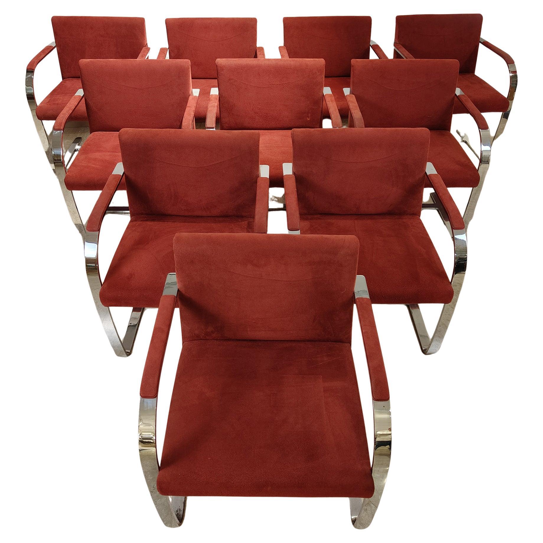 Set of 10 Brno Flat Bar chairs by Knoll, design by Mies van der Rohe, 20th century