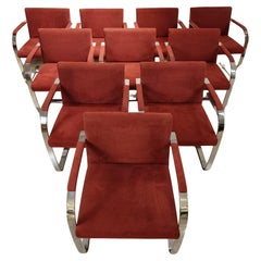 Set of 10 Brno Flat Bar chairs by Knoll, design by Mies van der Rohe, 20th century