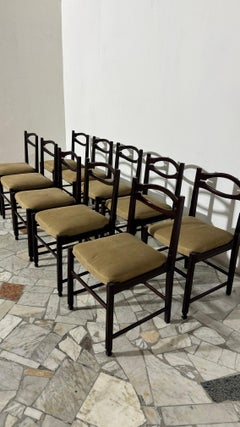 Set of 10 Mid-Century Italian wooden dining chairs, 1970s
