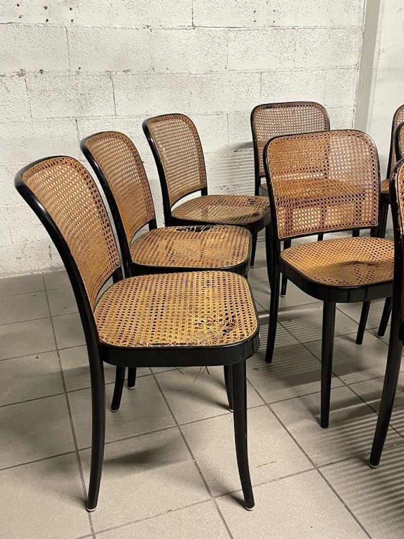 Juego de 10 sillas modelo 811 años 70, fabricación Drevounia en venta 1