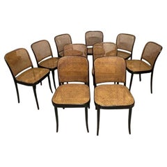 Set of 10 chairs model 811 1970s, Drevounia manufacture
