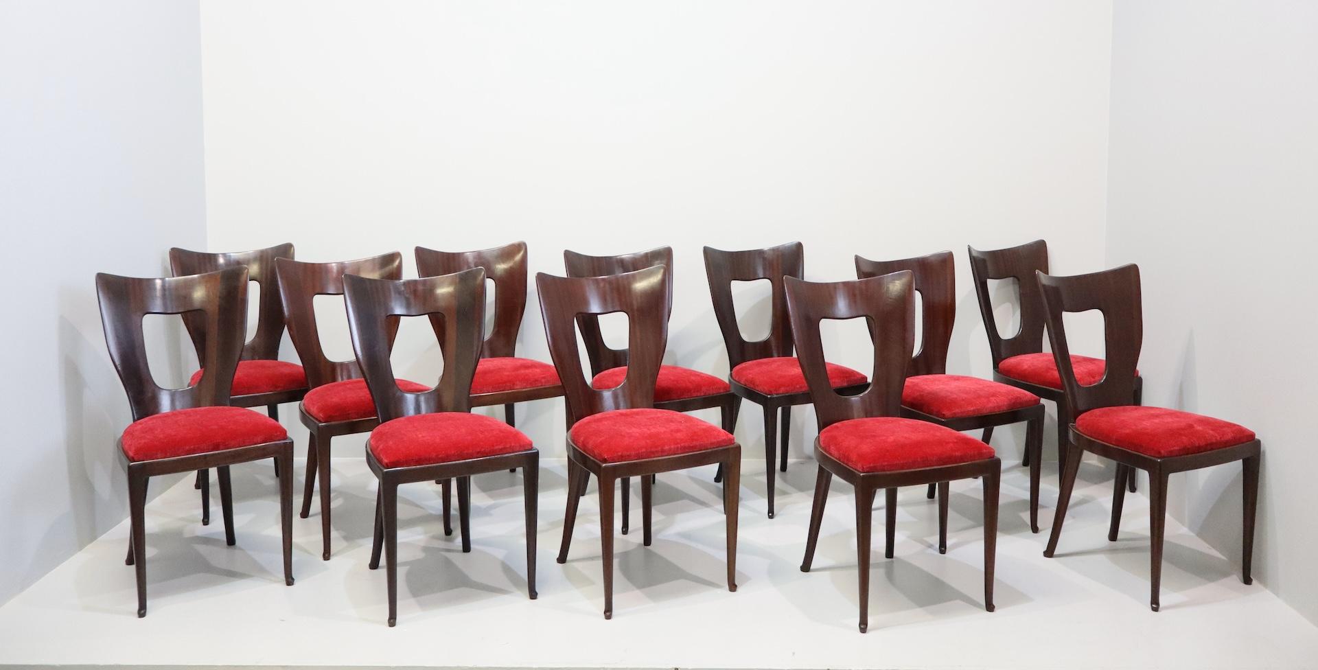 italien Set di 12 sedie da pranzo , Osvaldo Borsani Etichetta Originale ABV en vente