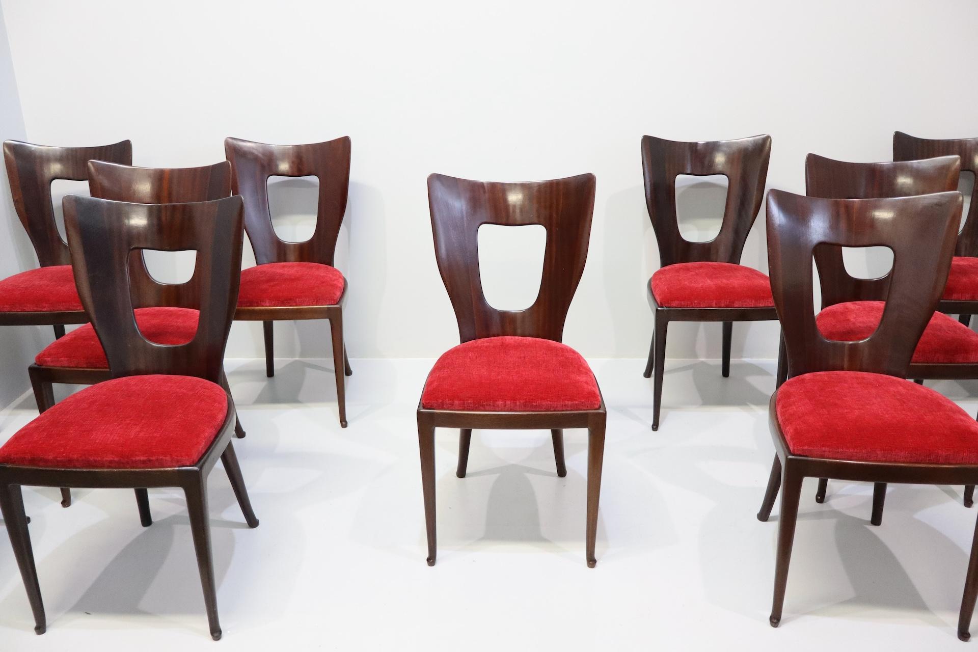 Mid-Century Modern Set di 12 sedie da pranzo , Osvaldo Borsani Etichetta Originale ABV For Sale