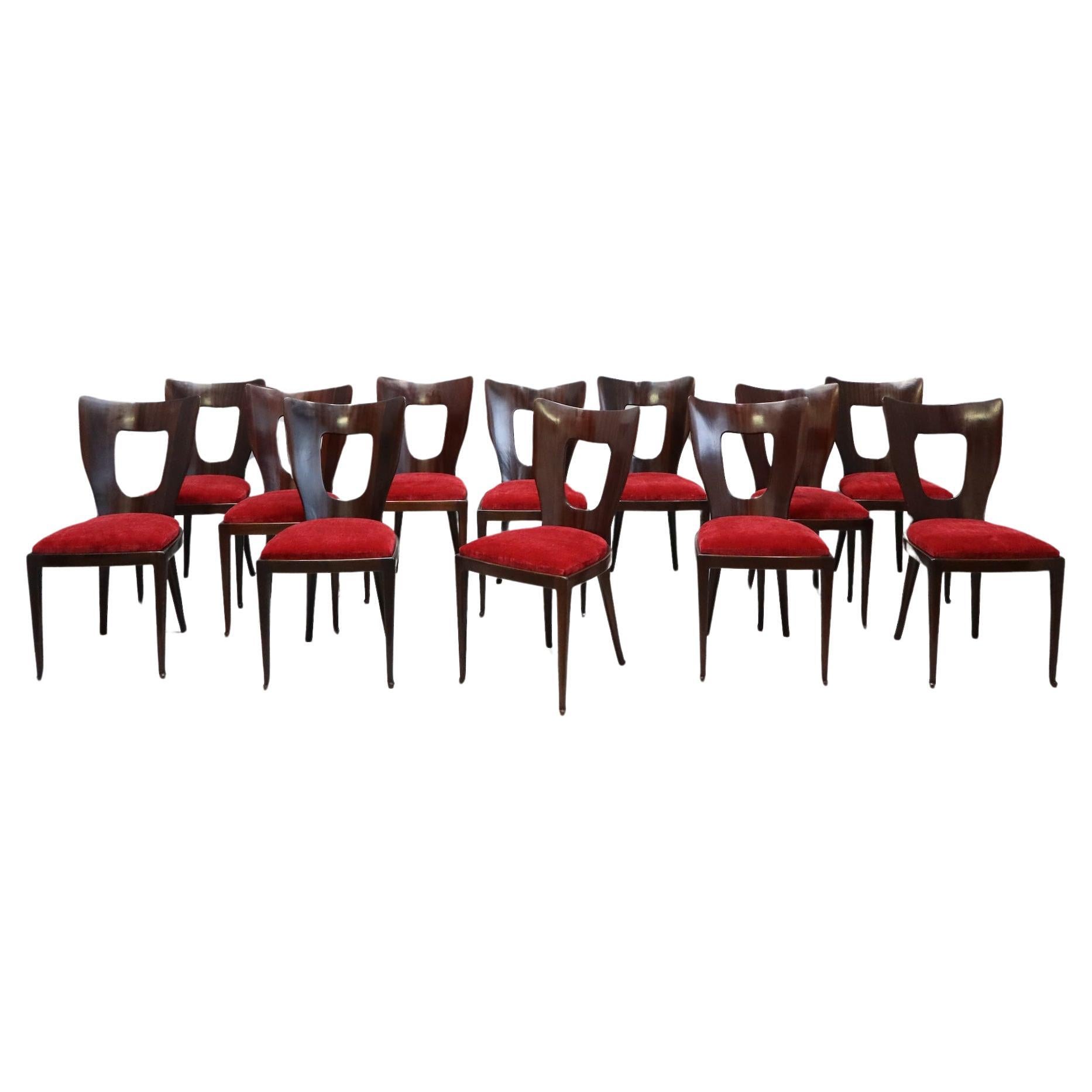 Set di 12 sedie da pranzo , Osvaldo Borsani Etichetta Originale ABV For Sale