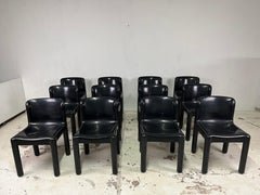 Set of 12 black 4875 chairs by Carlo Bartoli for Kartell space age 1970s'