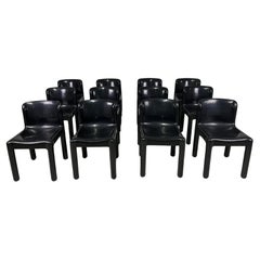 Set of 12 black 4875 chairs by Carlo Bartoli for Kartell space age 1970s'