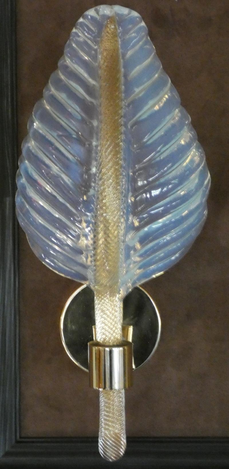Juego de 2 apliques de latón y cristal, Barovier & Toso, años 80 Italian en venta
