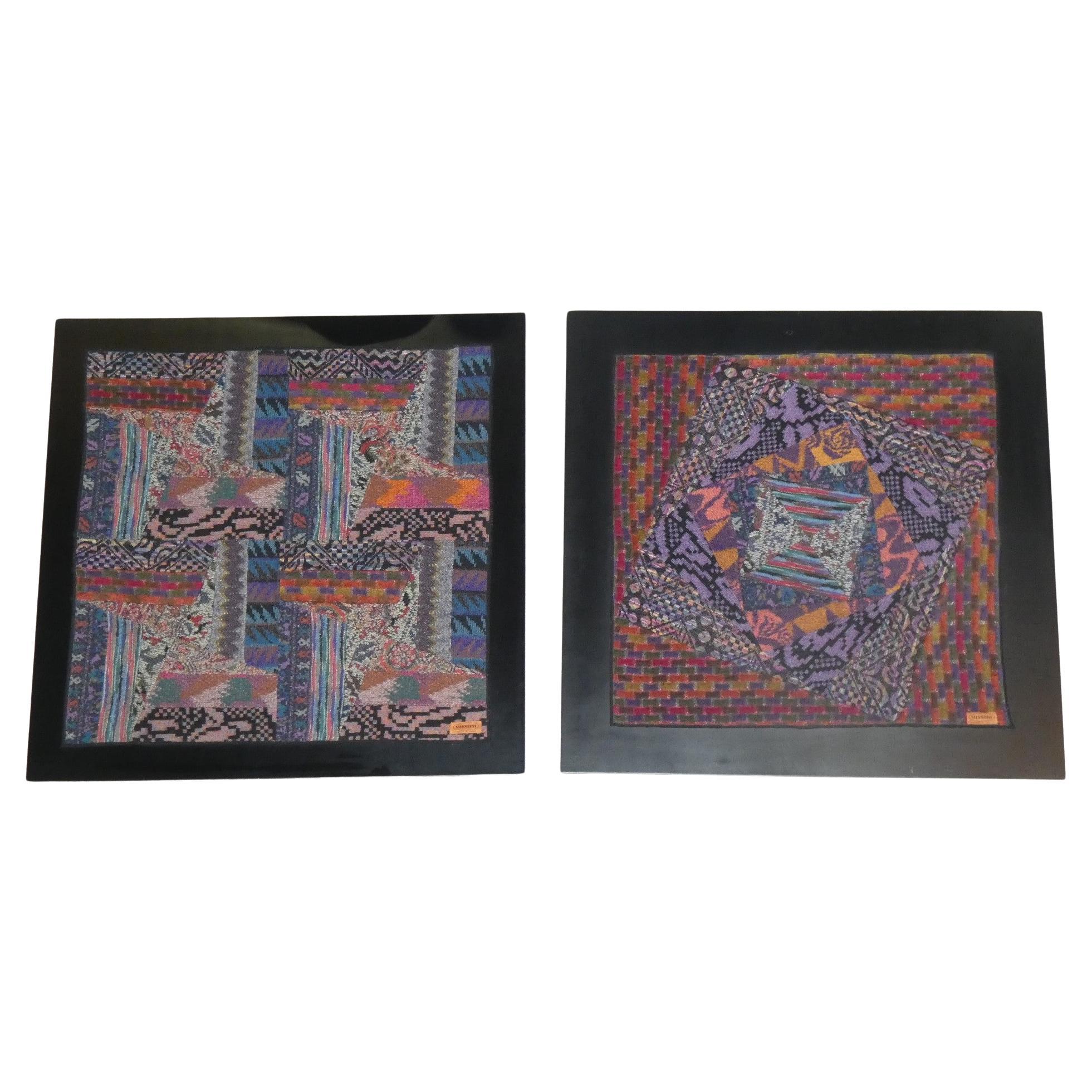 Set di 2 Arazzo con cornice in legno di Missoni, Italia, anni '80