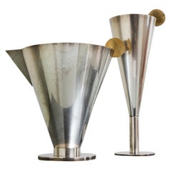 Set di 2 caraffe del servizio "Jazz" design di Ambrogio Pozzi per Padova Argent