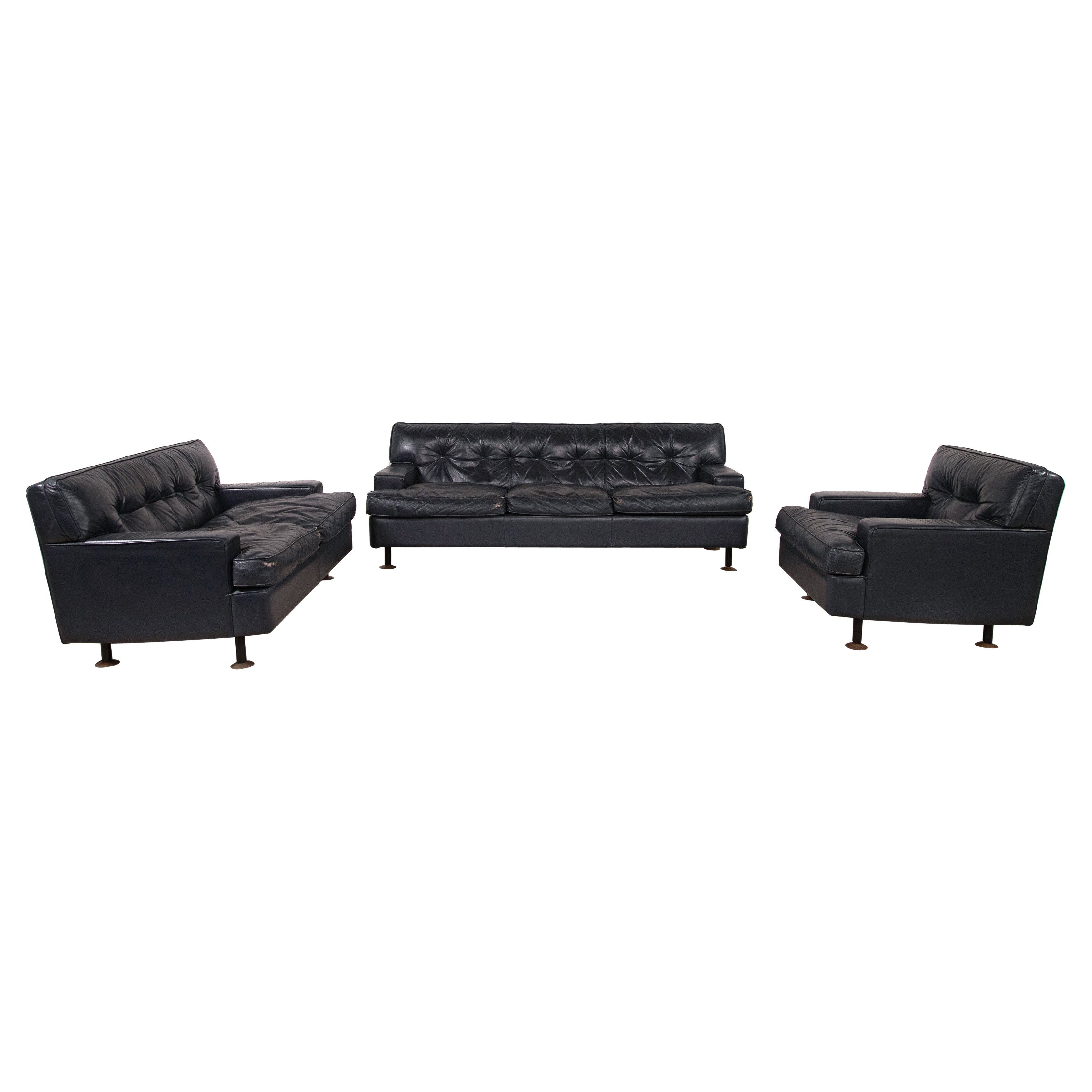 Set of 2 sofas and 1 armchair model "Square" by Marco Zanuso for Arflex