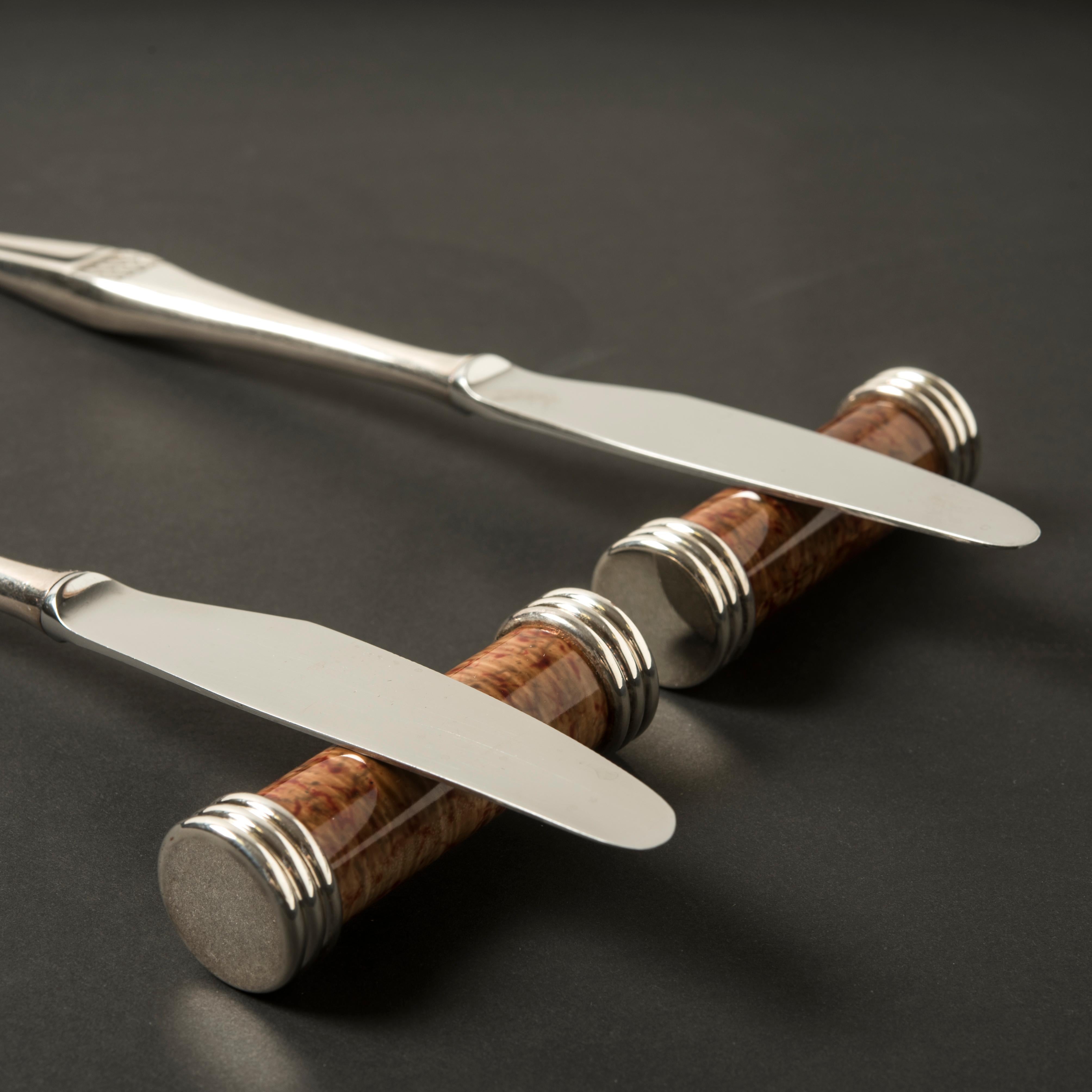 Juego de 2 Portacubiertos de Metal Lacado - Design Nino Basso Moderno en venta