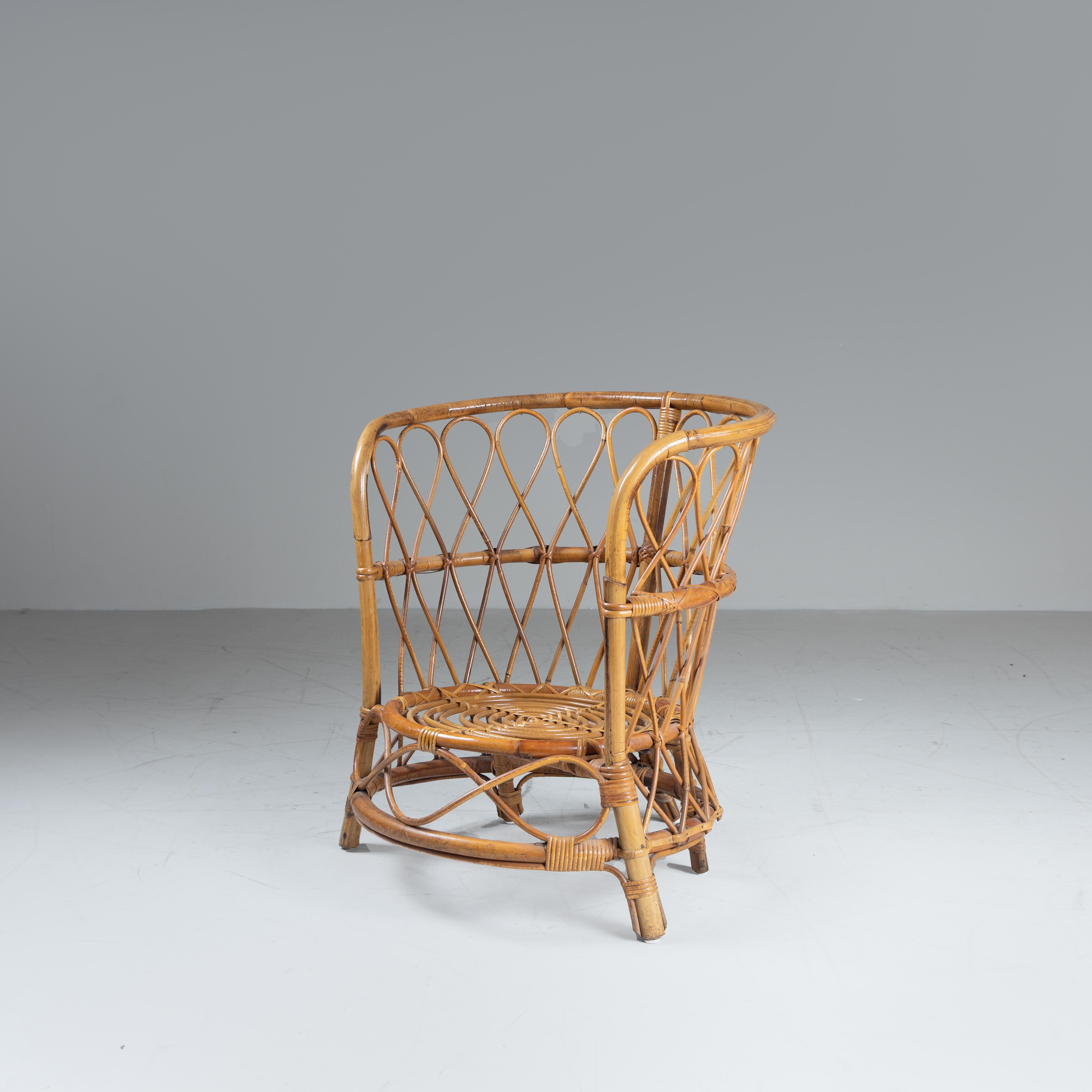 Set di 2 poltroncine in rattan, Lio Carminati, 1960 in vendita 3