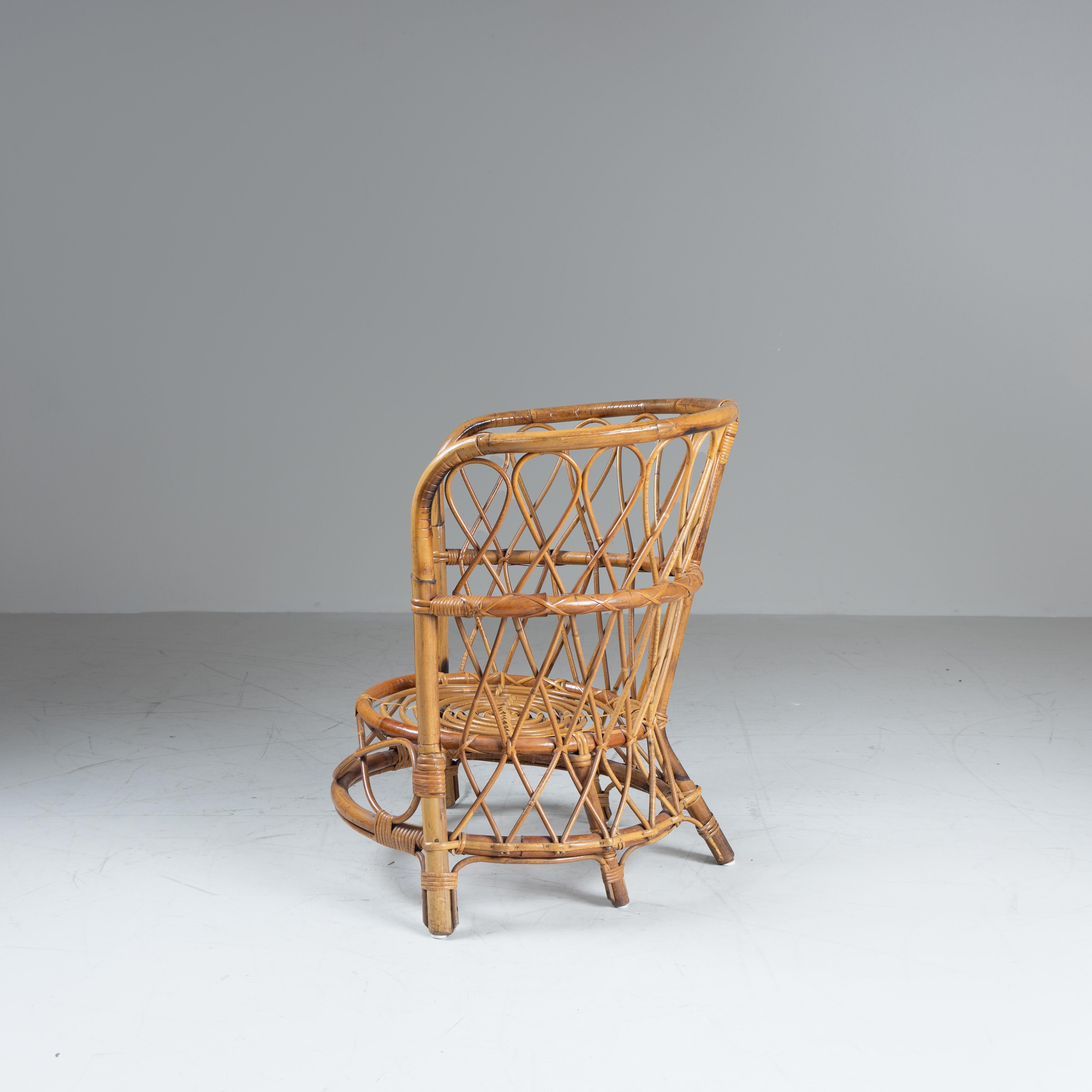 Set di 2 poltroncine in rattan, Lio Carminati, 1960 in vendita 4