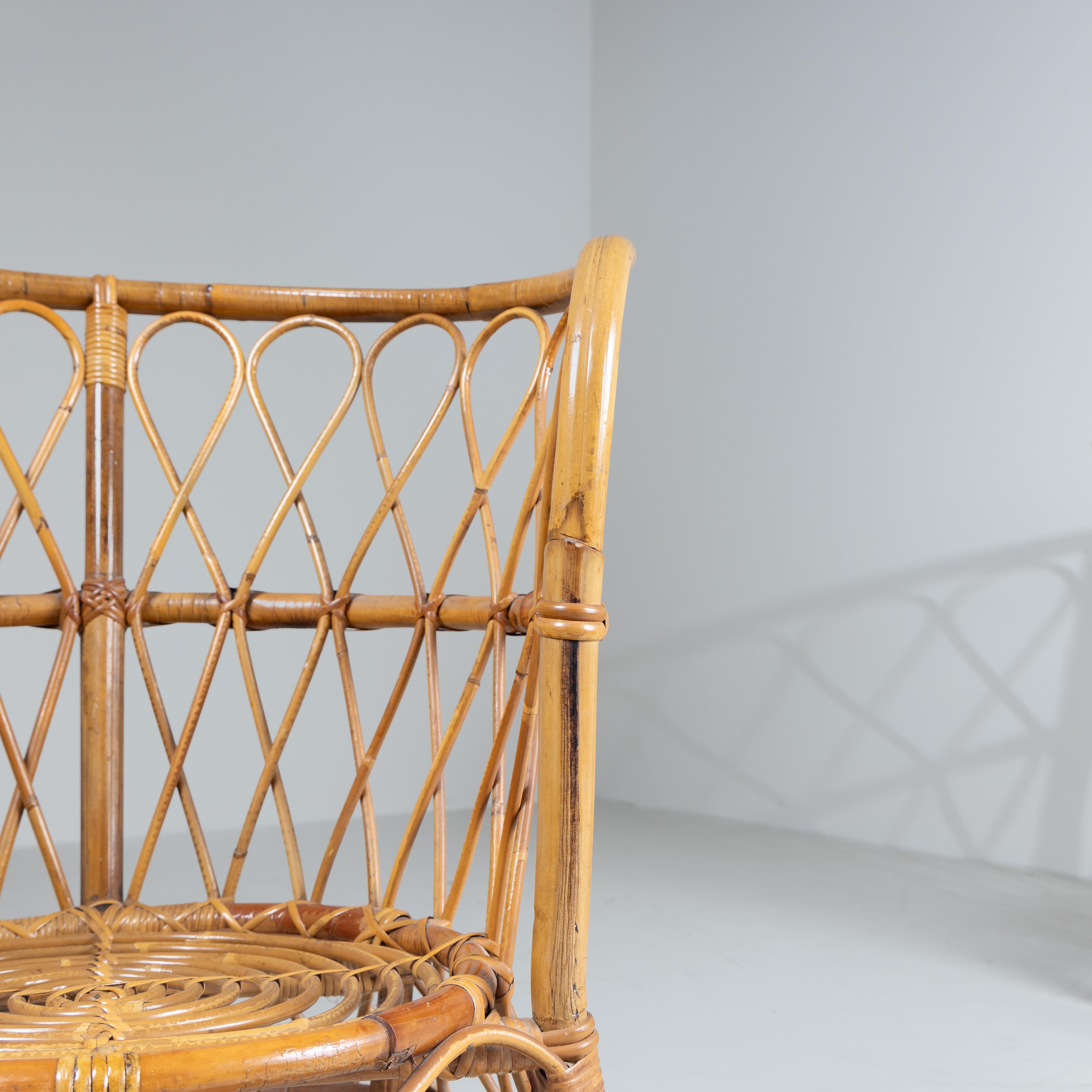 Set di 2 poltroncine in rattan, Lio Carminati, 1960 in vendita 8