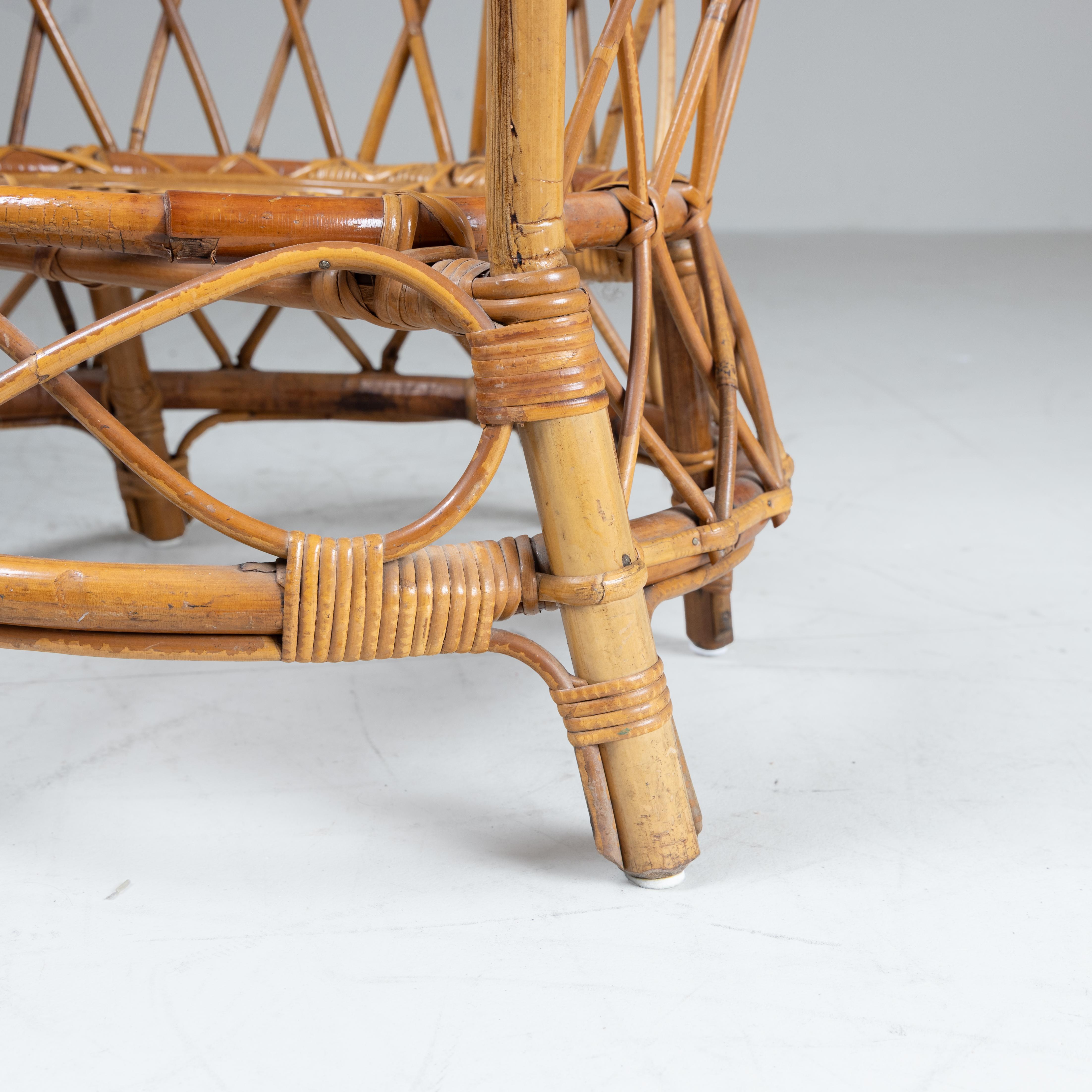 Set di 2 poltroncine in rattan, Lio Carminati, 1960 in vendita 9