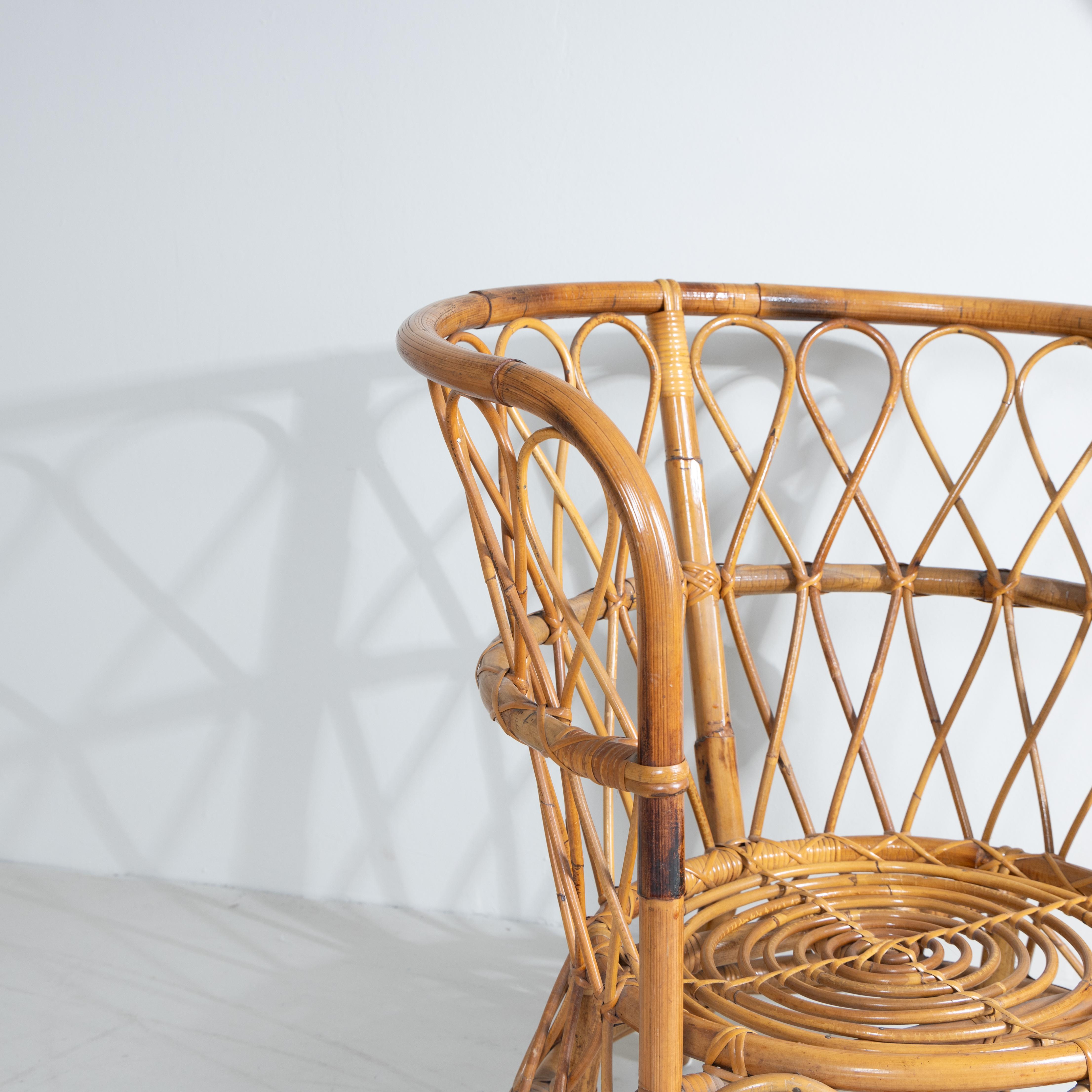 Set di 2 poltroncine in rattan, Lio Carminati, 1960 in vendita 10