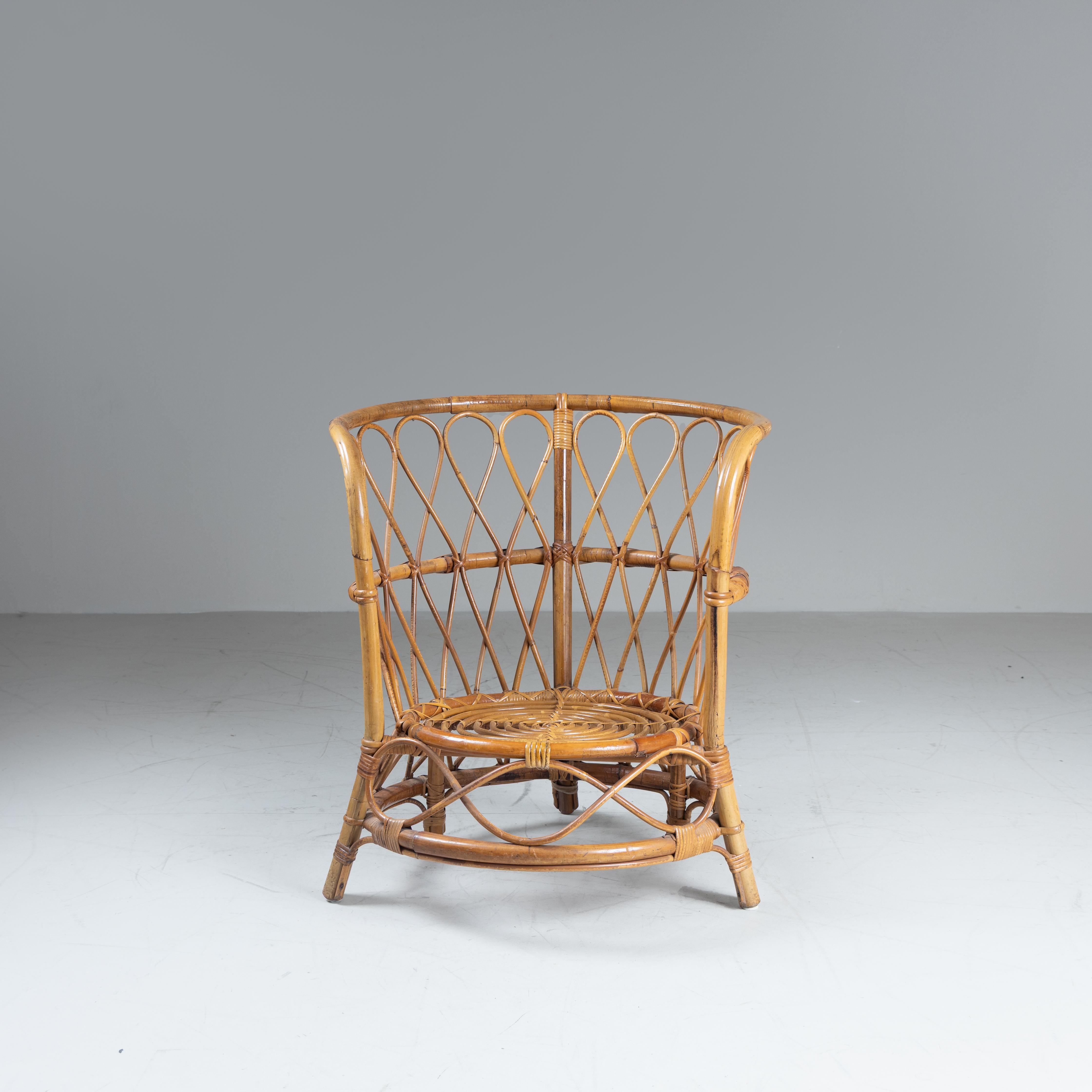 Set di 2 poltroncine in rattan, Lio Carminati, 1960 in vendita 2